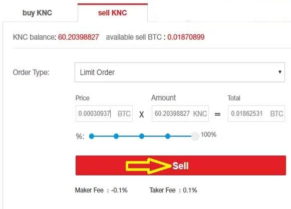 Cách bán KNC Coin trên sàn OKEx