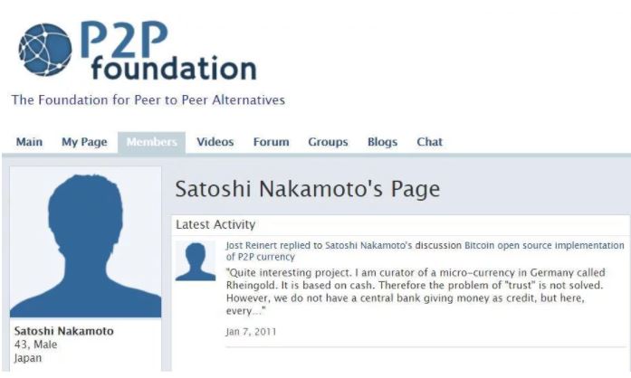 Hồ sơ của Satoshi trên P2P foundation