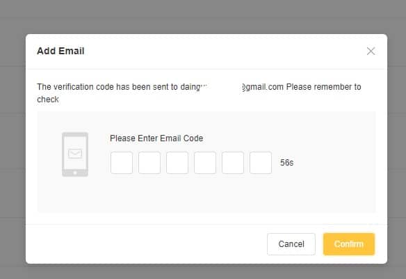 Bạn vào Email lấy đoạn mã được gửi về và điền vào bảng, xong bấm Confirm