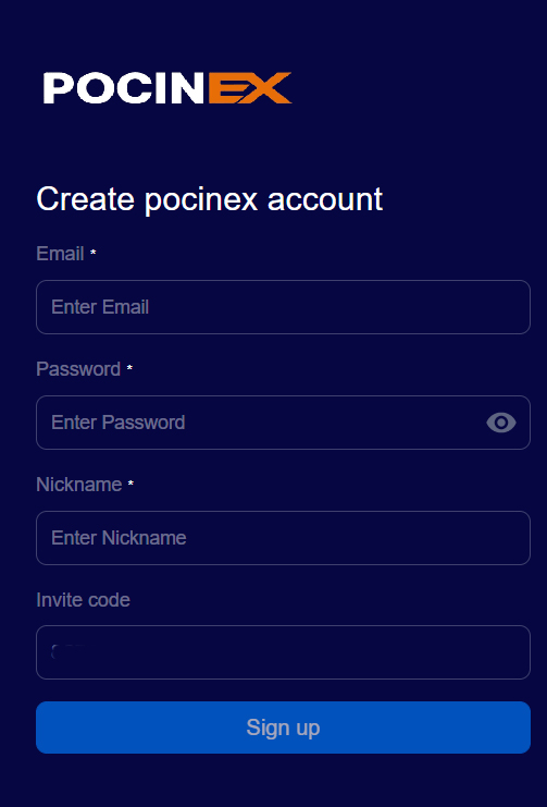 Cách đăng ký tài khoản sàn Pocinex