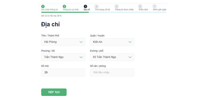 Điền thông tin địa chỉ - Senmo