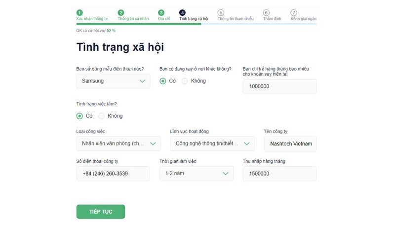 Thông tin công việc - Senmo