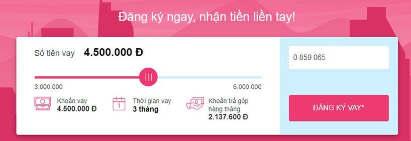 Đăng ký vay tiền tại ATM Online