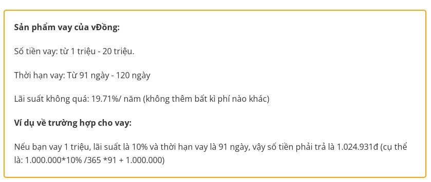 Thông tin khoản vay - VĐồng