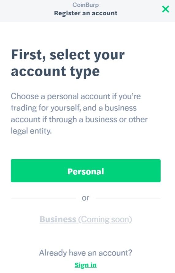 Bạn có thể mở tài khoản doanh nghiệp trên CoinBurp không?